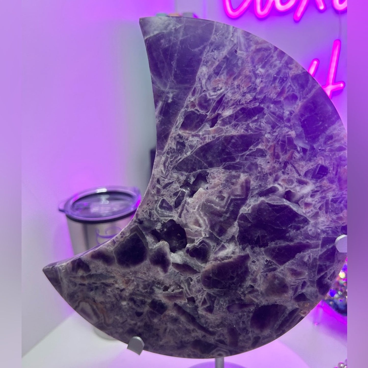 Chevron Dream Amethyst Crescent Moon plate - CHAMYMOON-MED  121.74MM 1092g