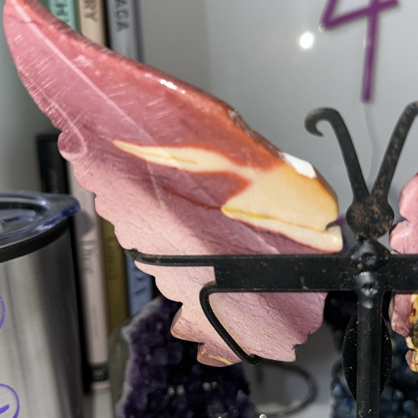 Mookaite custom Butterfly Pink Purple carving #168