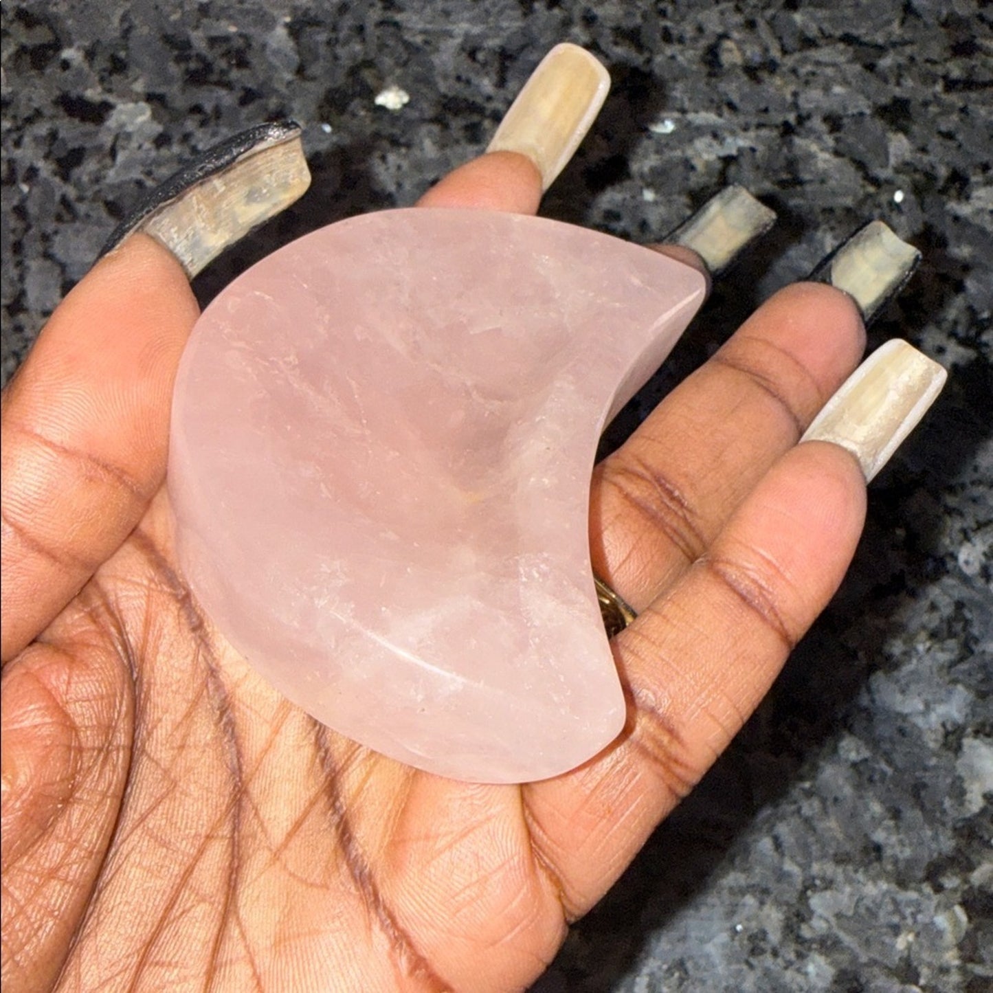 Rose Quartz Moon Bowl #3 - RQMNBWL3