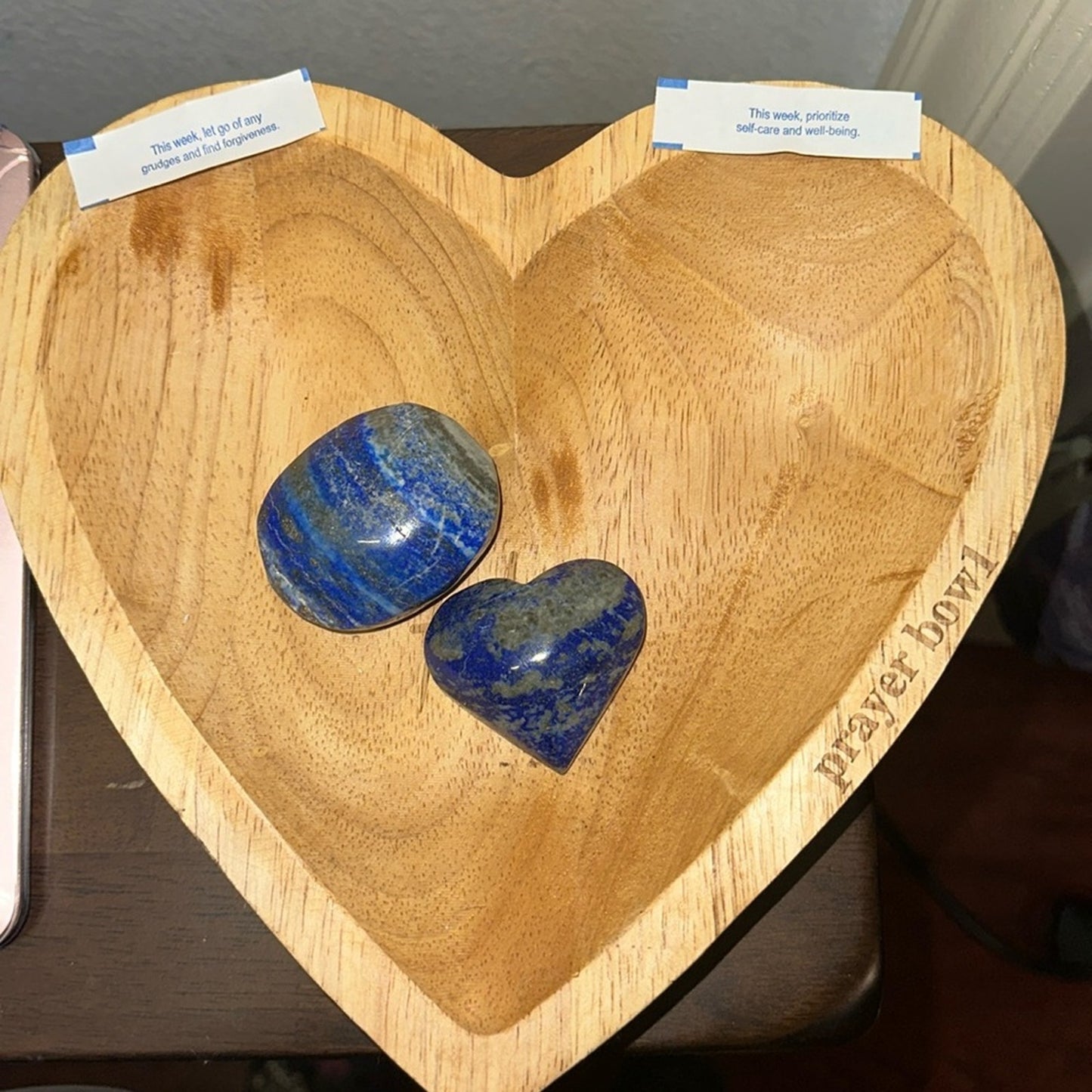 Lapis Lazuli Heart Palm stone set (2)- LAPISHRTPLMSTNSET-001
