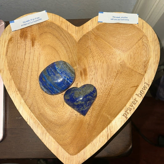 Lapis Lazuli Heart Palm stone set (2)- LAPISHRTPLMSTNSET-001