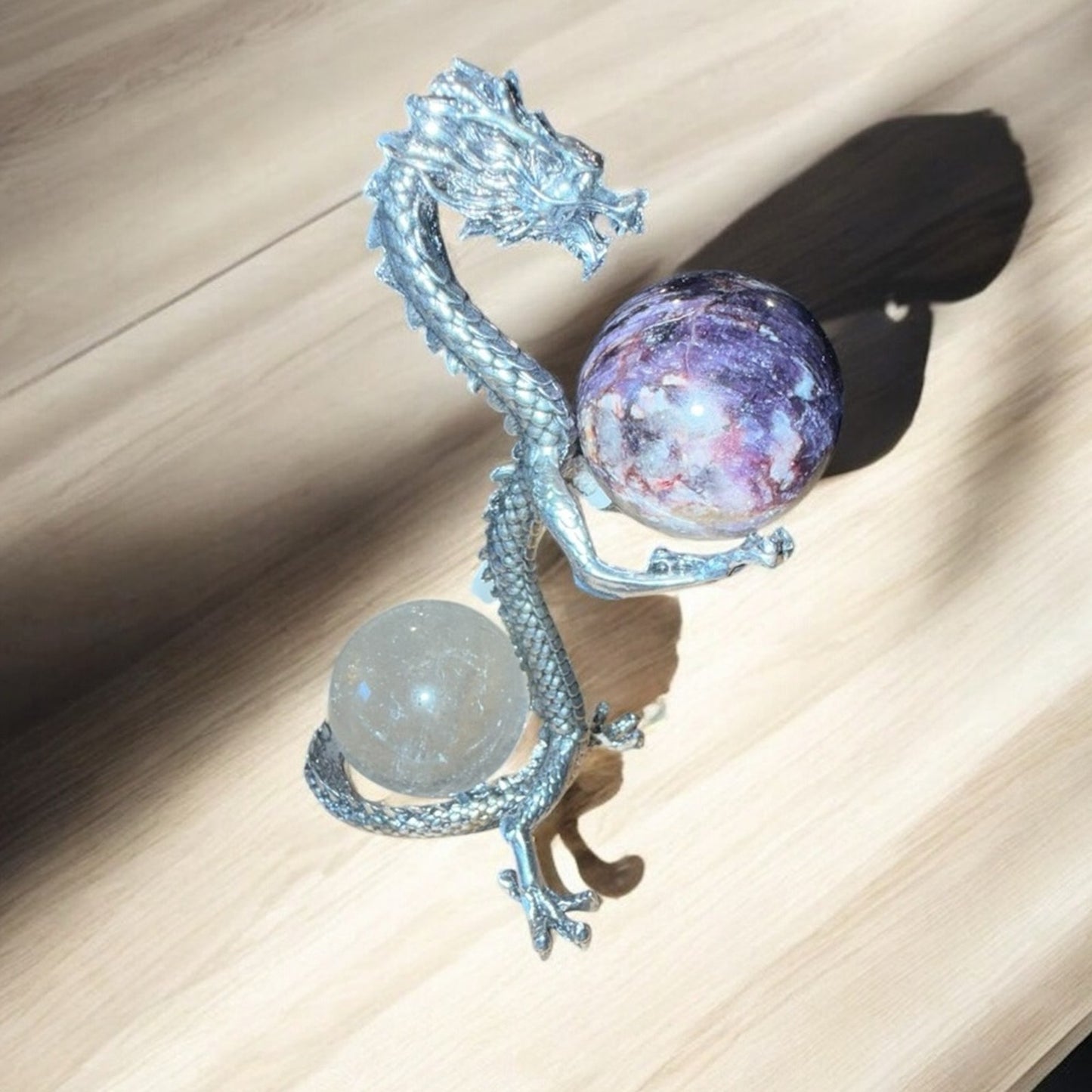 Pewter Grey Dragon holder of Crystal Spheres (Not Included - but for sale)🌹🌹