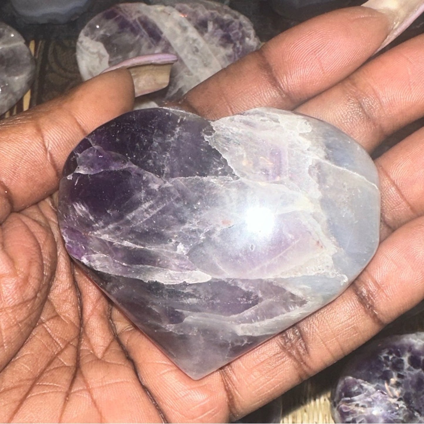 Chevron Dream Amethyst Heart Carvings Column 1, 2, 3, 4 - Price for 1