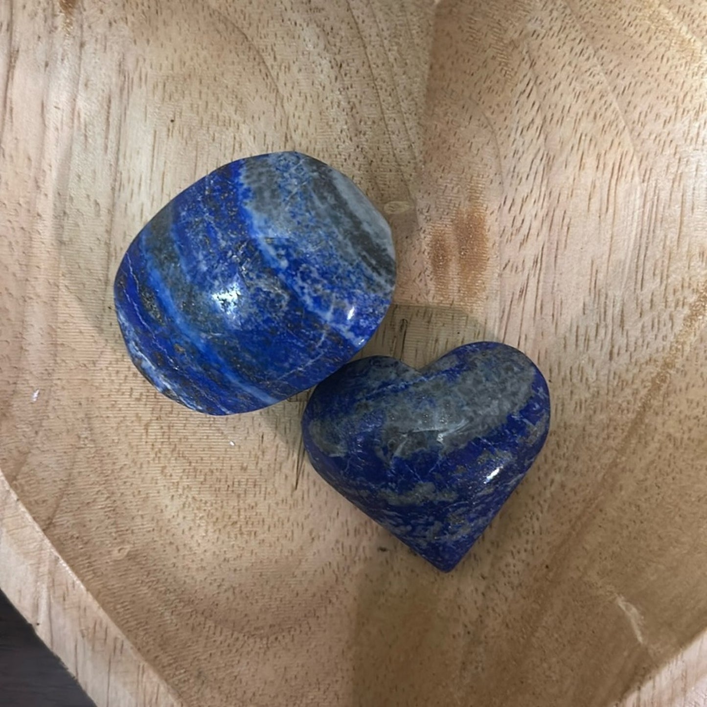 Lapis Lazuli Heart Palm stone set (2)- LAPISHRTPLMSTNSET-001