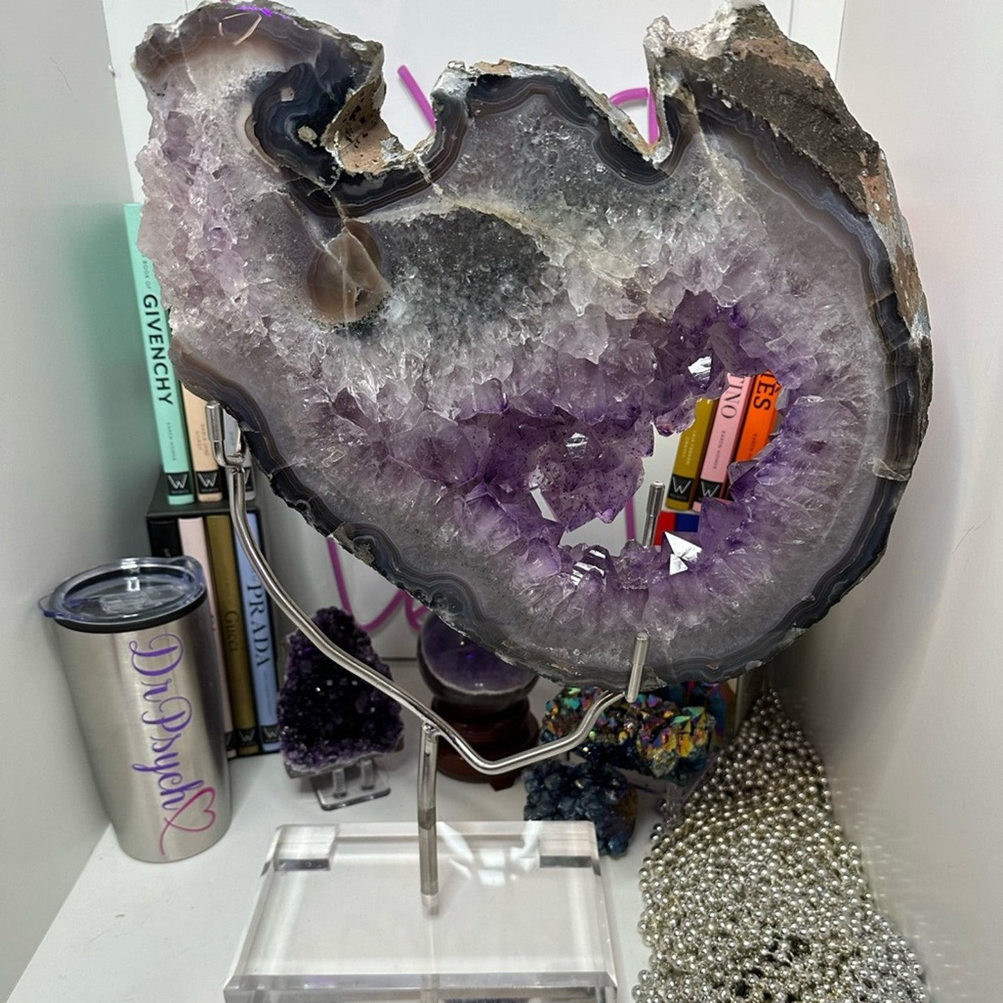 Amethyst Large Point Portal w/Custom Stand- AMYPTLSTAND-001