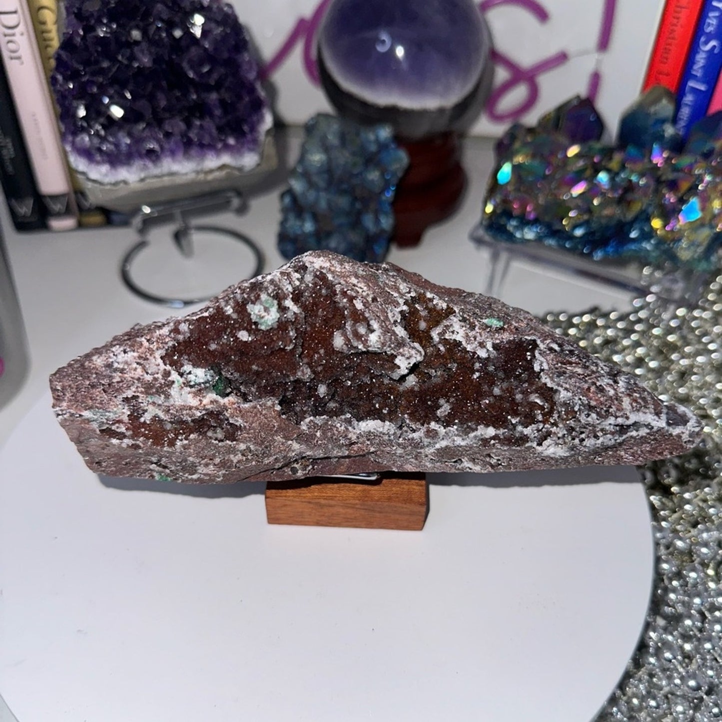 Amethyst Raw “Yam” with Red and Green Quartz inclusions & sugar AMYREDGRNYAM-001