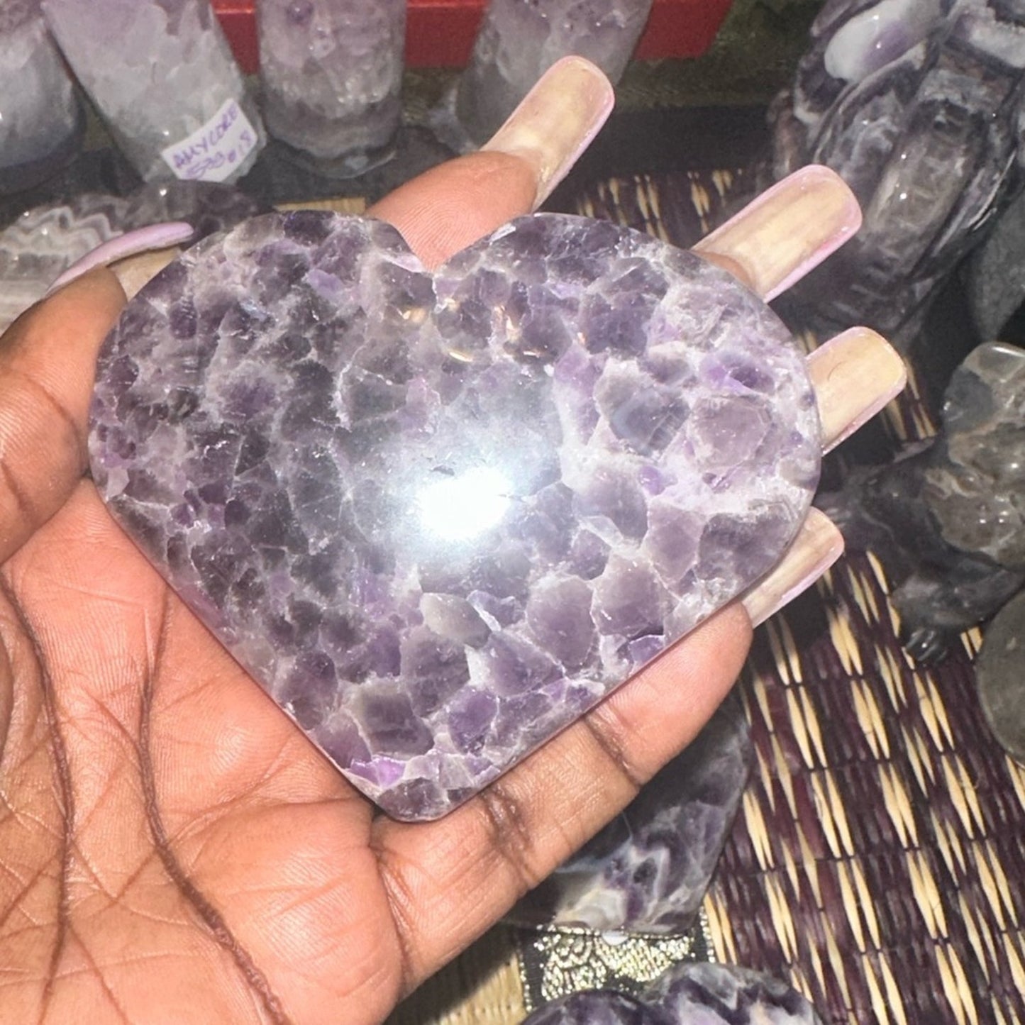 Chevron Dream Amethyst Heart Carvings Column 1, 2, 3, 4 - Price for 1