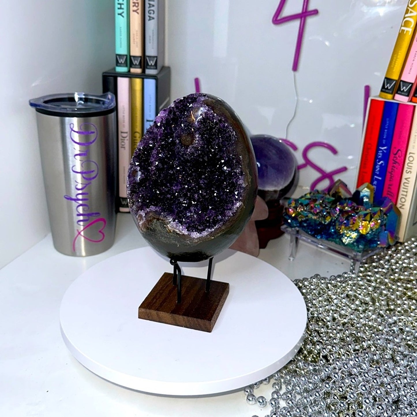 Amethyst Raw Freeform Egg Dinosaur  - DRUZYAMYEGGEYE-001 135MM