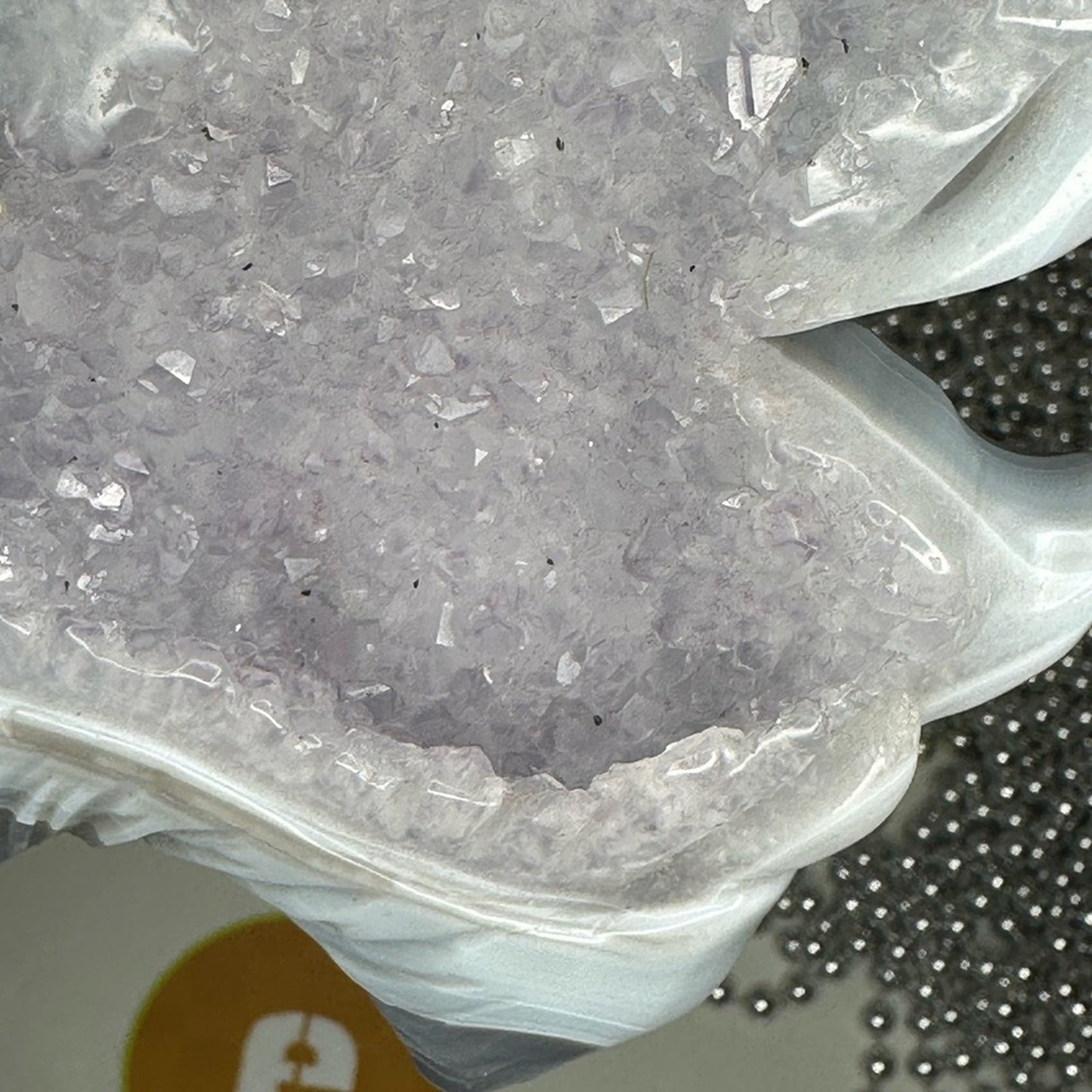 Blue Lace Agate and Amethyst Sugar Wolf Carving - BAAMYWLFCRV-001