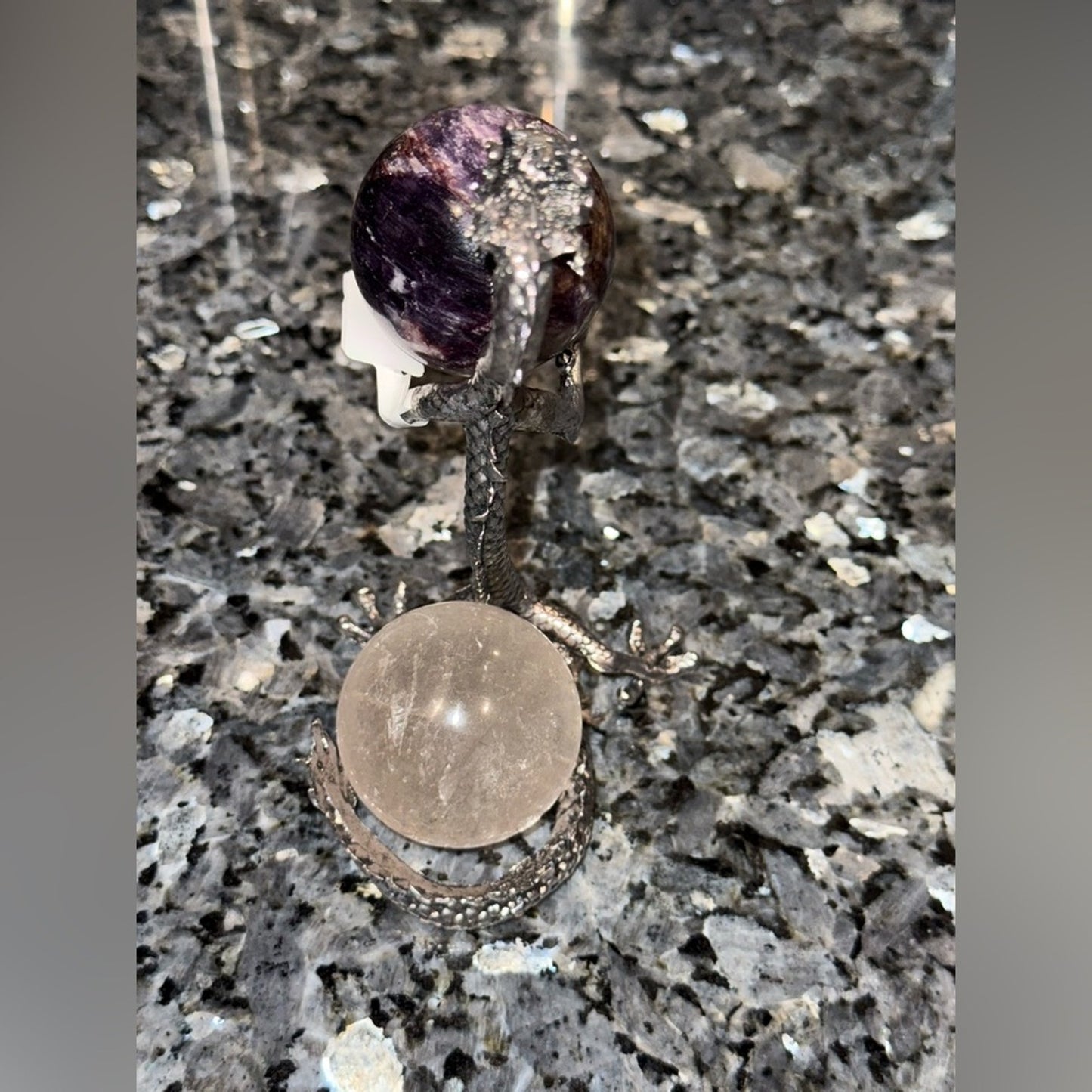 Pewter Grey Dragon holder of Crystal Spheres (Not Included - but for sale)🌹🌹