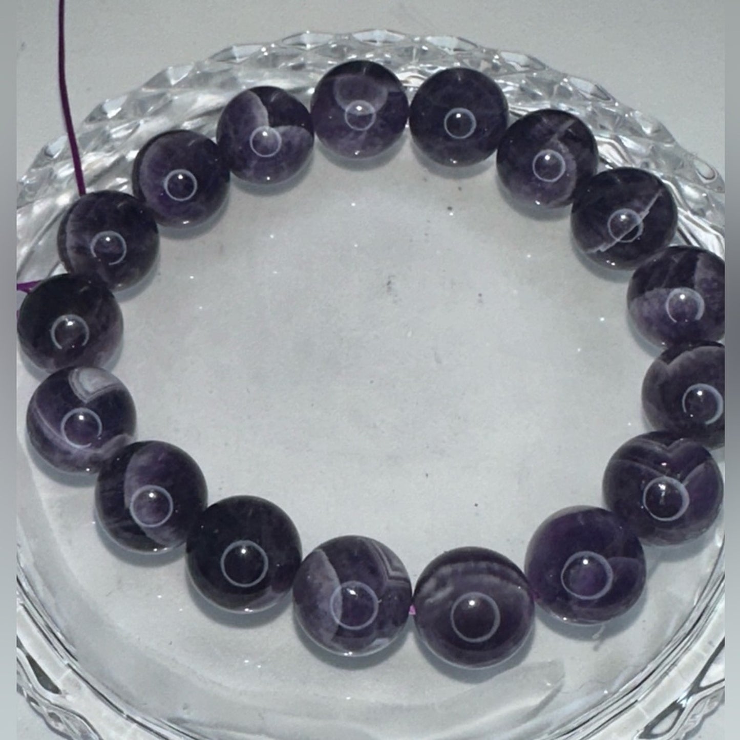 Amethyst - Dream/Chevron Natural Stone Bracelet Approx 12MM, 2.5” CHAMYBRC001