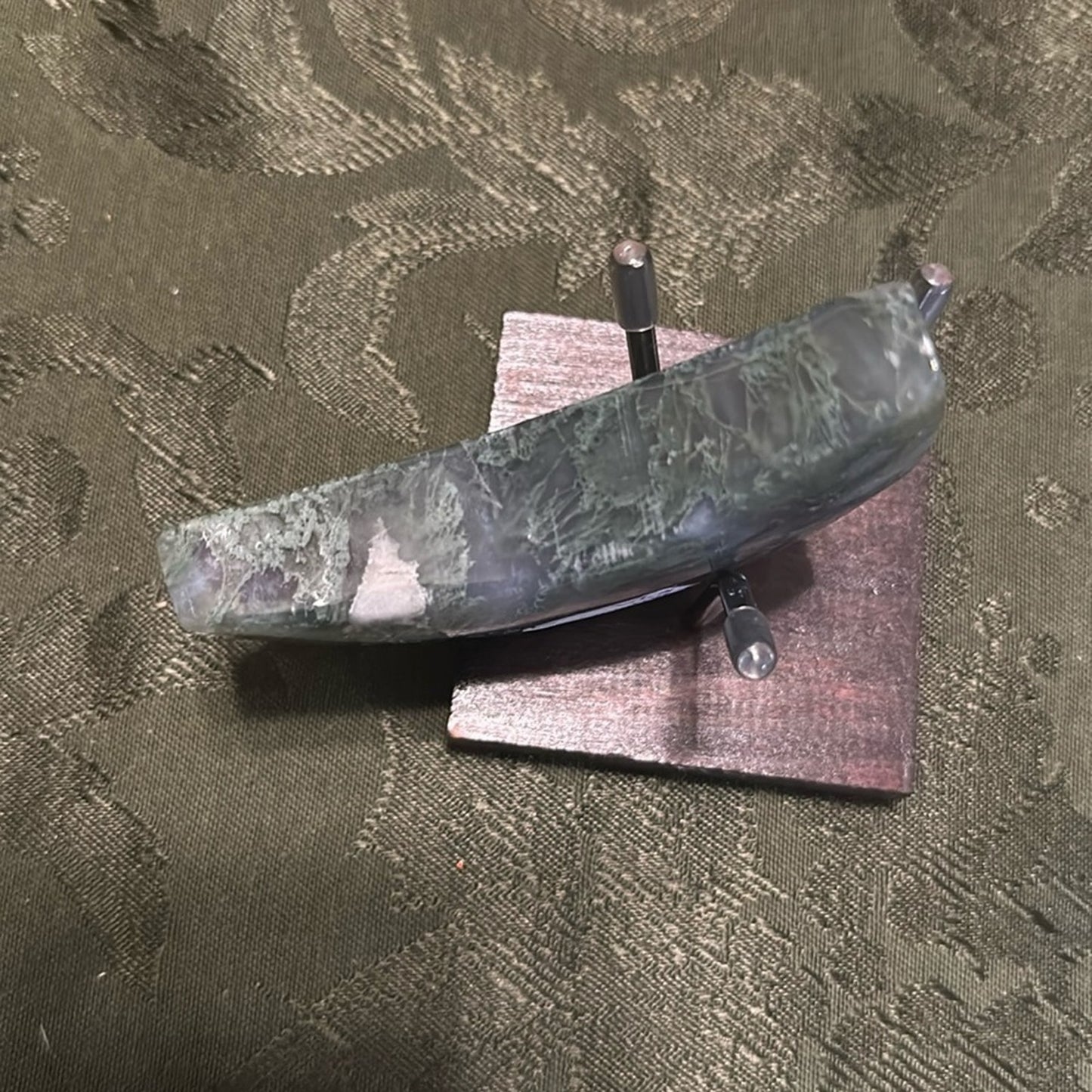 Moss Agate Blue & Green Crescent Moon- MAMOON - 001