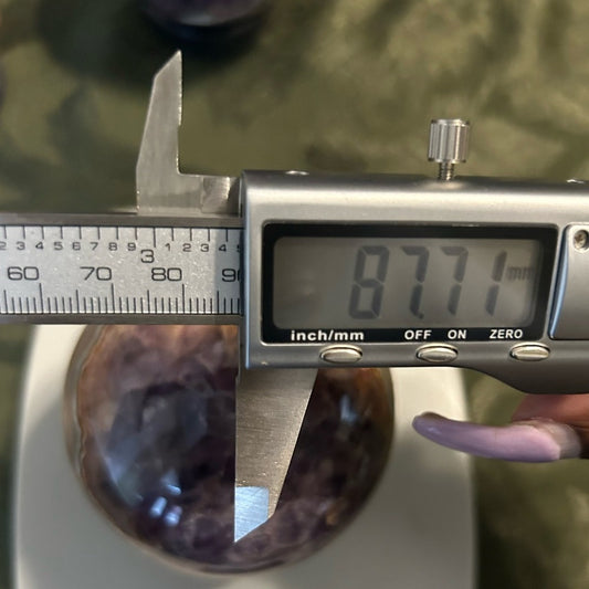 Amethyst and Mexican Lace Agate Large Sphere 81MM - MXAGAMYSPMED