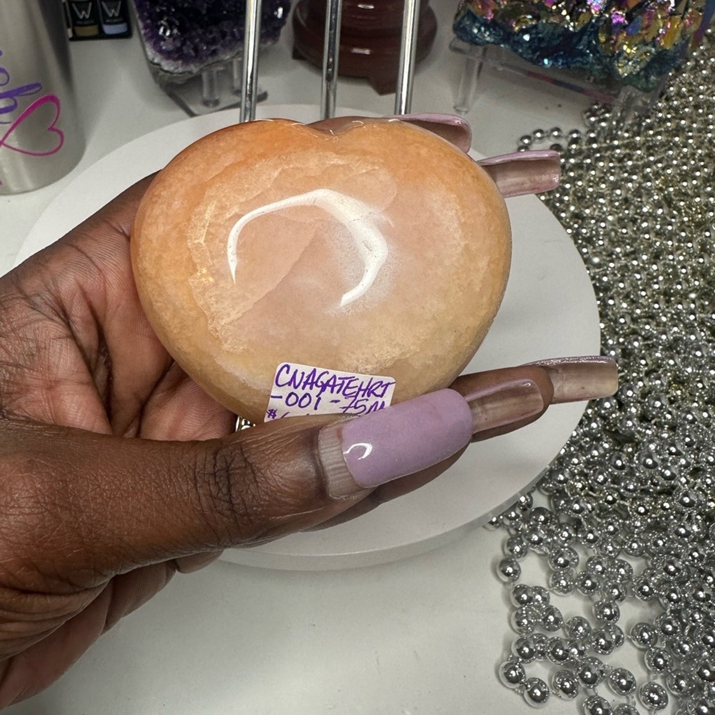 Carnelian Agate Heart Beauty 75MM - CNAGATEHRT-001