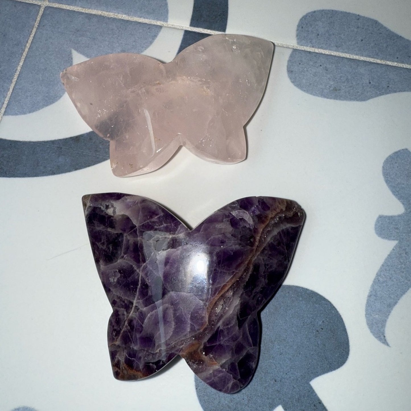 Dream Amethyst and Rose Quartz Butterfly Set of 2 Decor 🦋