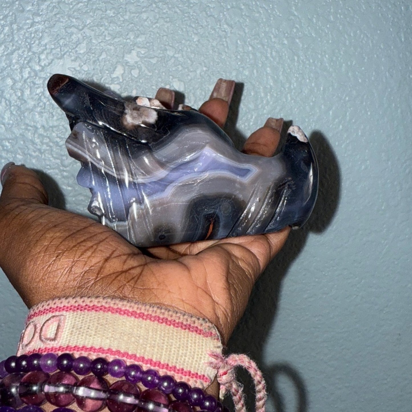 Blue Flower Agate 🐲 Dragon Head