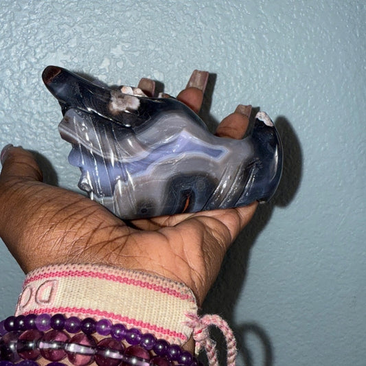 Blue Flower Agate 🐲 Dragon Head