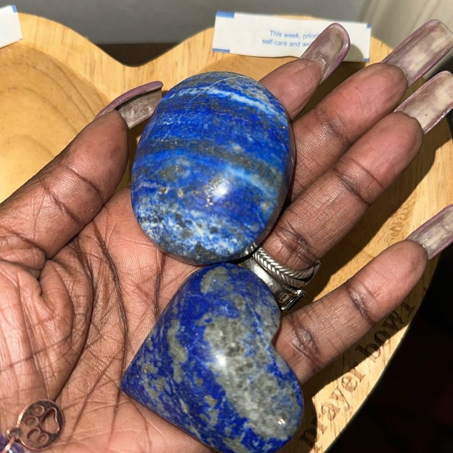 Lapis Lazuli Heart Palm stone set (2)- LAPISHRTPLMSTNSET-001