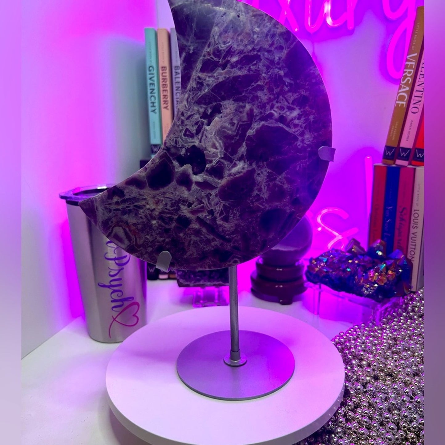 Chevron Dream Amethyst Crescent Moon plate - CHAMYMOON-MED  121.74MM 1092g