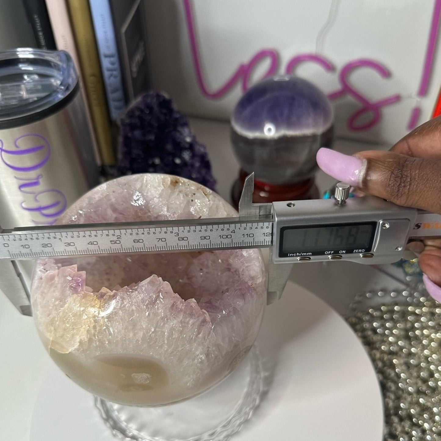 Amethyst Large Points Agate Sphere - 117MM AMAGLGSP002