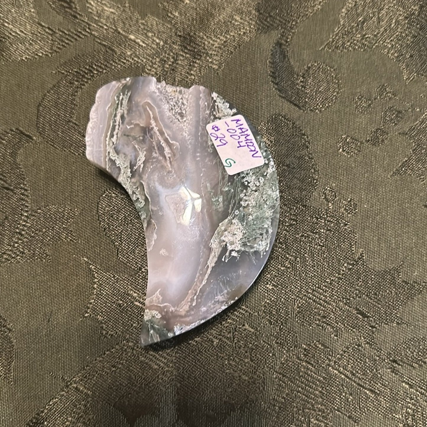 Moss Agate Crescent Moon- MAMOON - 004