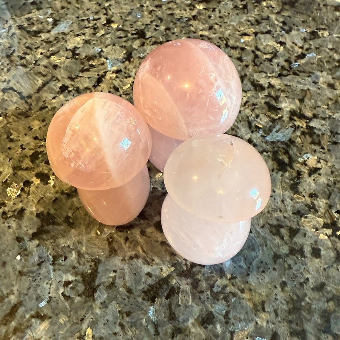Rose Quartz Pink Crystal Mushroom Set of 3!