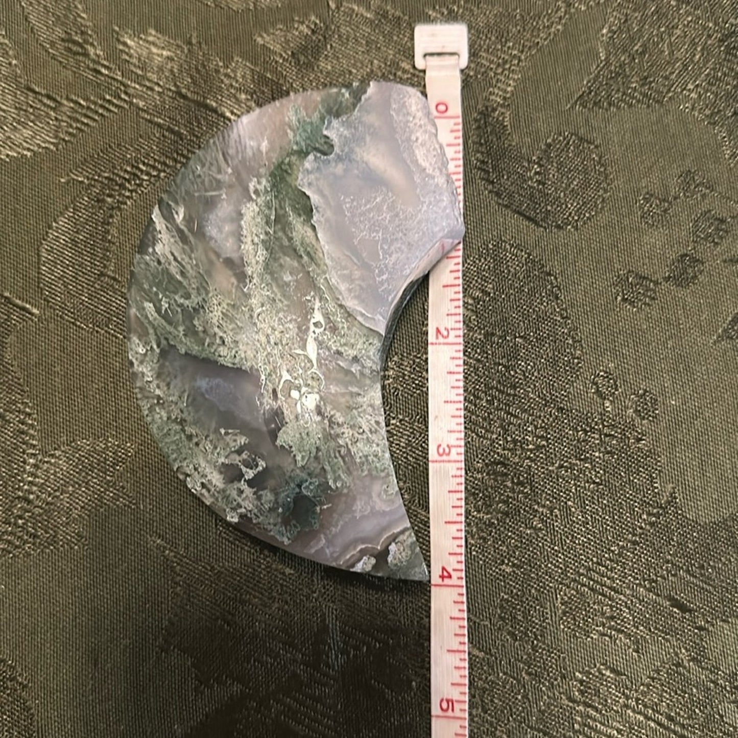 Moss Agate Crescent Moon- MAMOON - 004