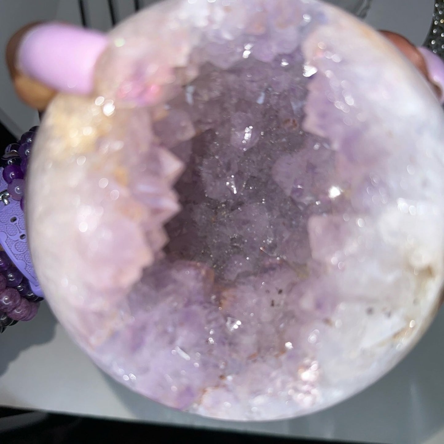 Amethyst Large Points Agate Sphere - 117MM AMAGLGSP002