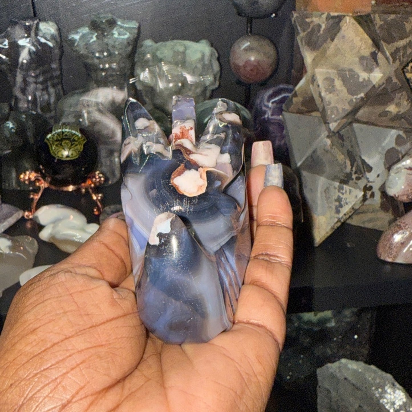 Blue Flower Agate 🐲 Dragon Head