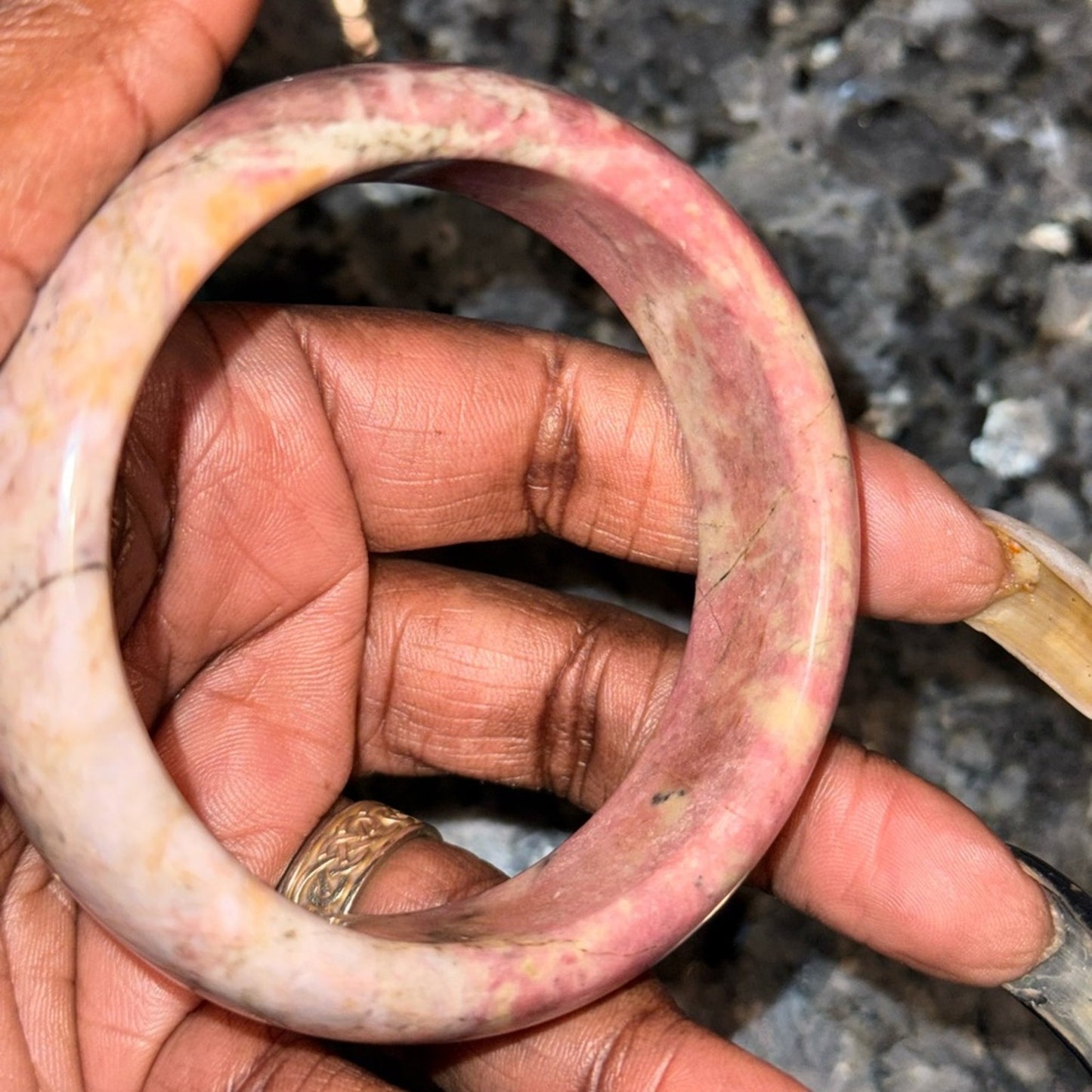 Elegant Pink Rhodonite Bangle 59MM (2.32”) Natural stone