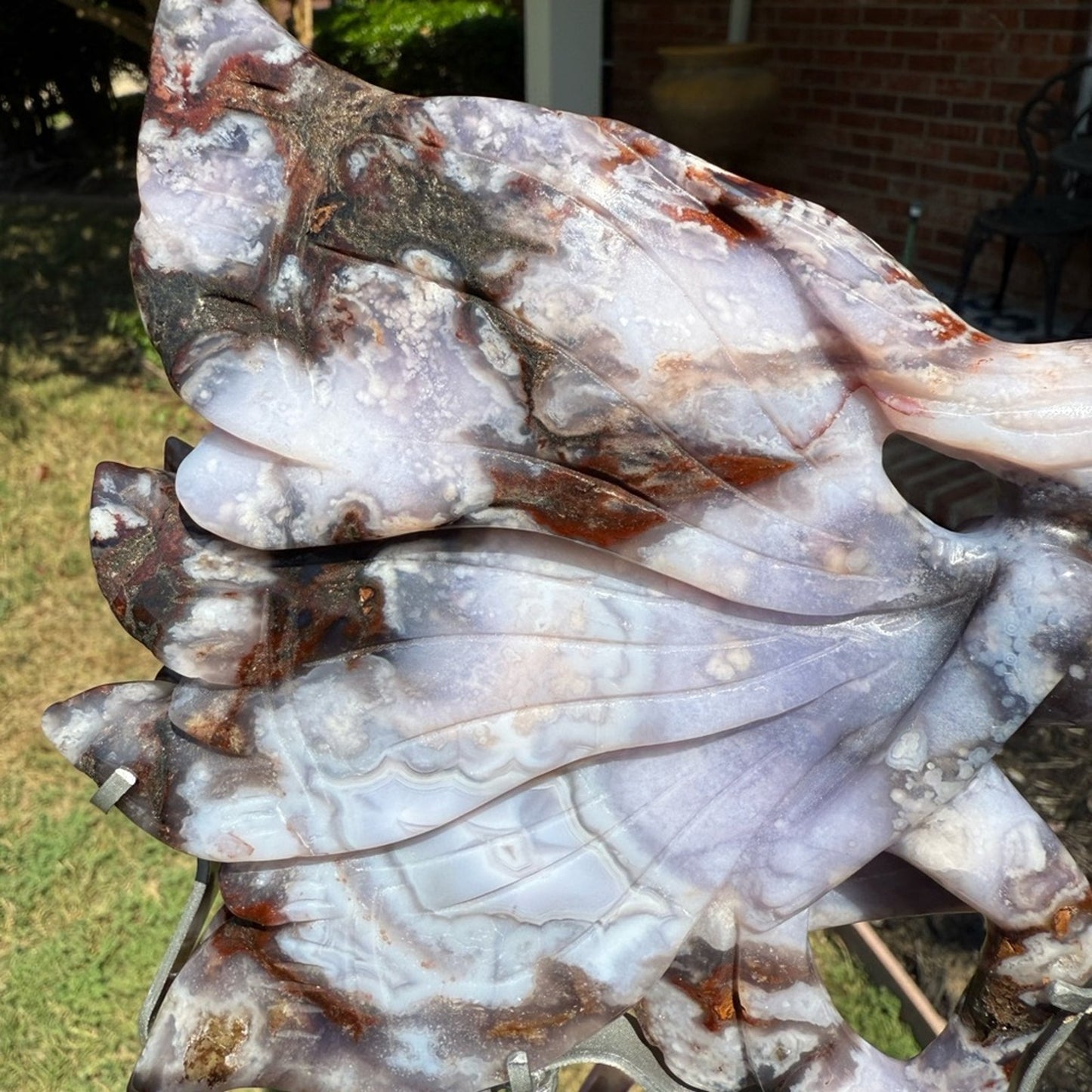 Blue Flower Agate Fairy and Custom Stand - BLUEFLWRAGTFRY-001