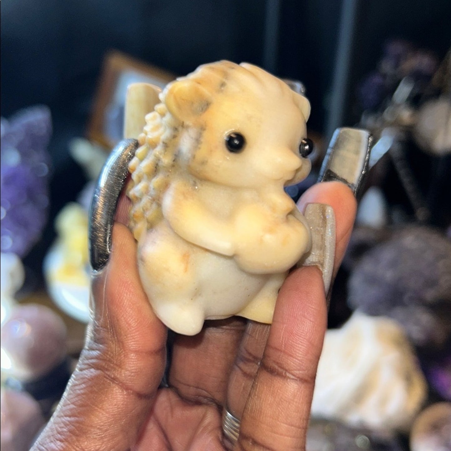 Adorable Hedgehog holding an apple carving - Price for 1