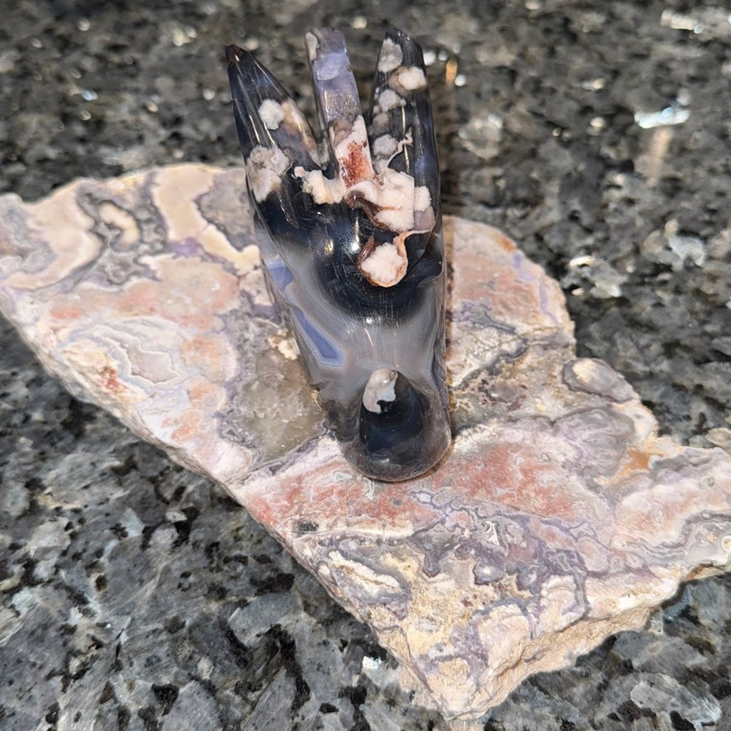 Blue Flower Agate 🐲 Dragon Head