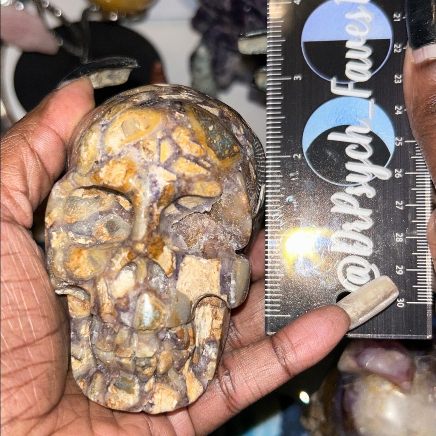 Natural Opalized Fluorite Root Stone Skull Custom