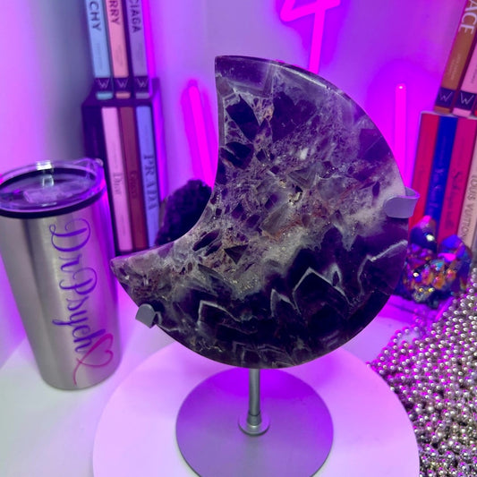 Chevron Dream Amethyst Crescent Moon plate - CHAMYMOON-SML 99.5MM 621g