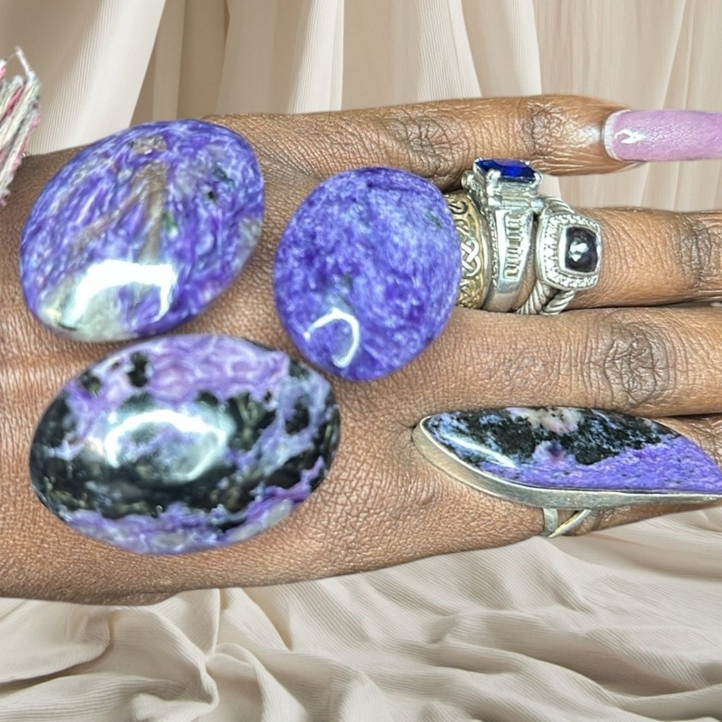 Charoite Cabochon Natural Stone / Palm stone CHARCAB-PICK ONE