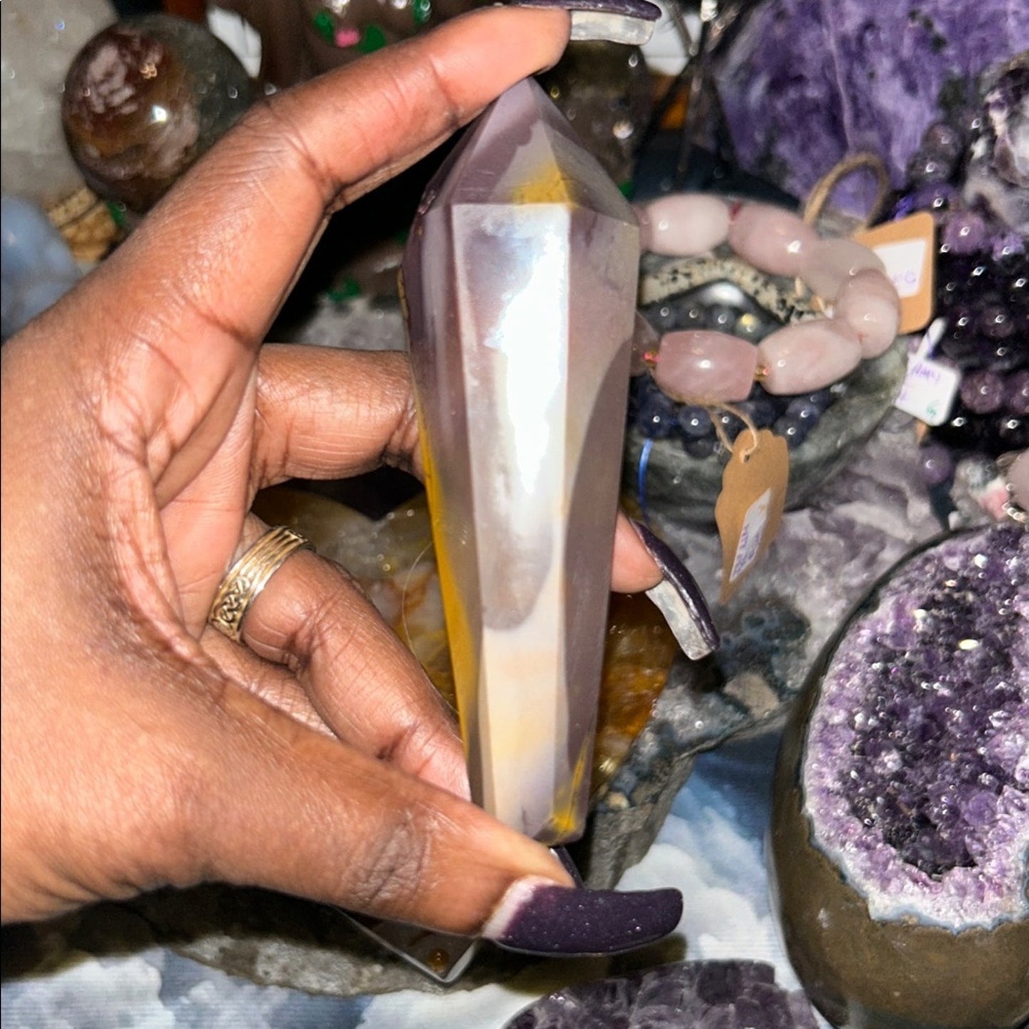 Mookaite Purple and Yellow Crystal Wand Point
