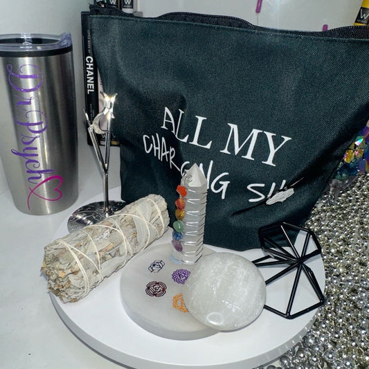 DrPsych_Faves12! Charge & Cleanse Crystal Starter Kit! Black bag. 🌹🌹🤍🤍