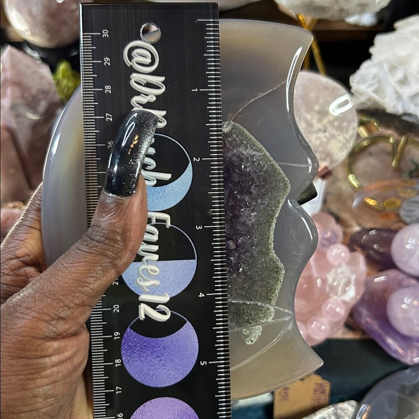 Amethyst, Quartz, & Agate Moon Custom carving AMAGTMOON-SML