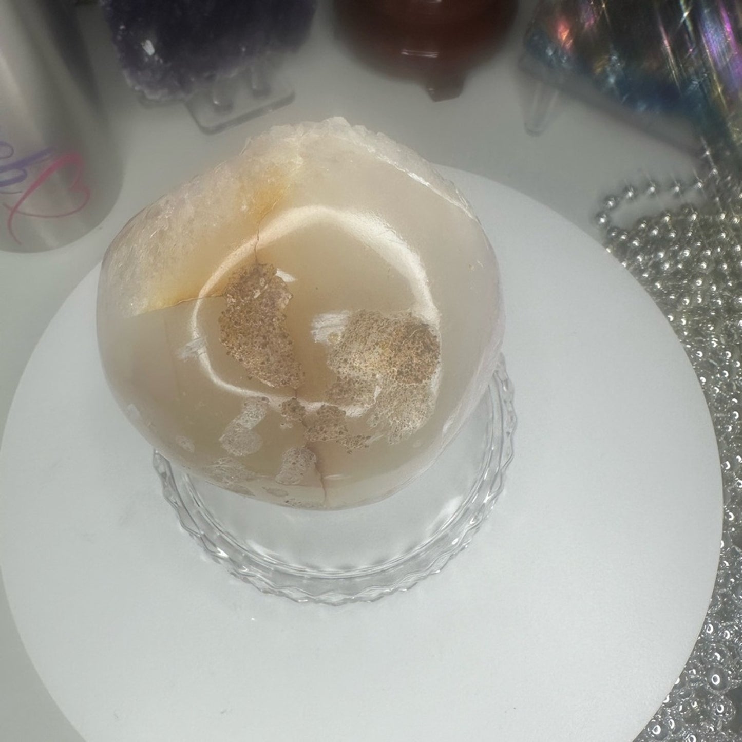 Amethyst (Clear-Pink-Lavender) Sphere w/Agate ~ 85MM AMAGSP001