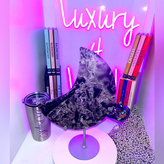 Chevron Dream Amethyst Crescent Moon plate - CHAMYMOON-LRG  123MM 1331g