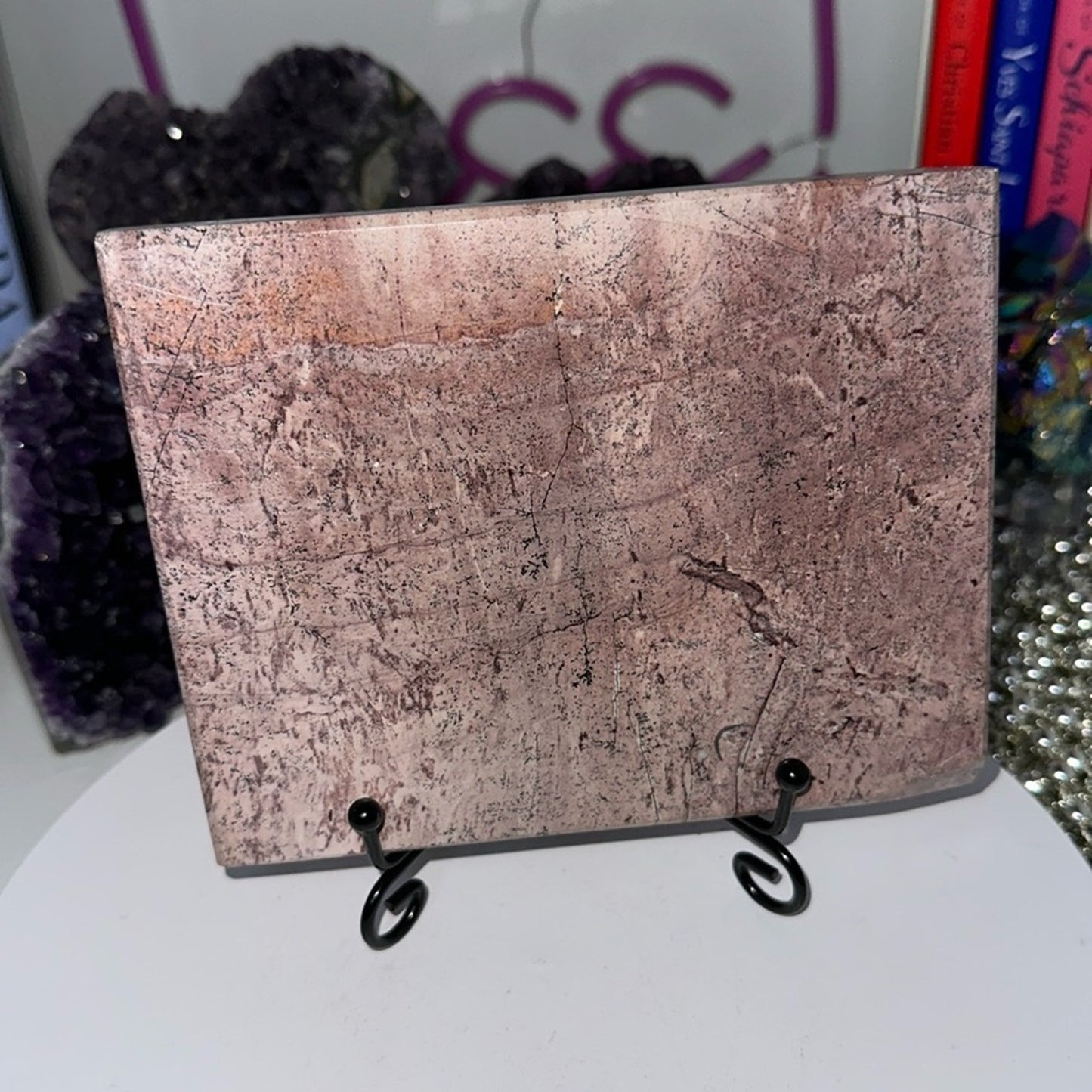 Pink Picture Jasper Slab & Sphere Set - PINKPJSLBSPHSET-001