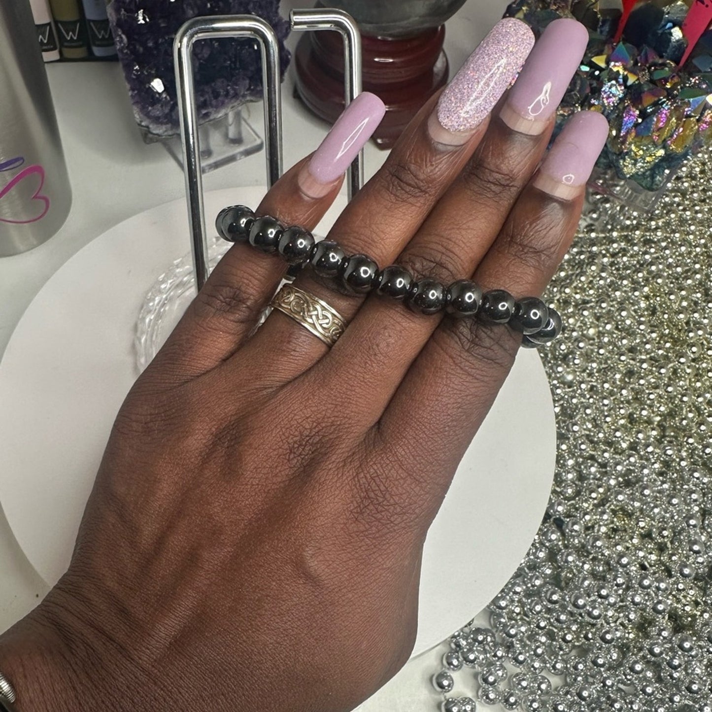 Hematine Bracelet Approx 8MM, 2.5” HEMATINEBRC-001