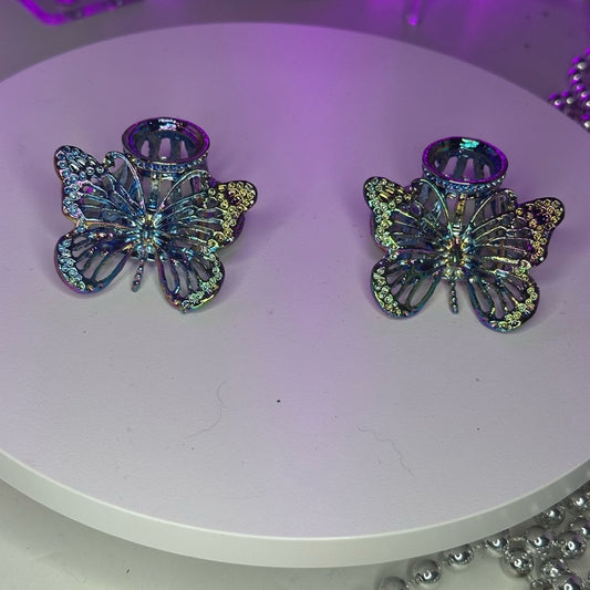 2 for $29 - Butterfly Crystals Rocks Precious Gem Sphere Holder Stand - Rainbow