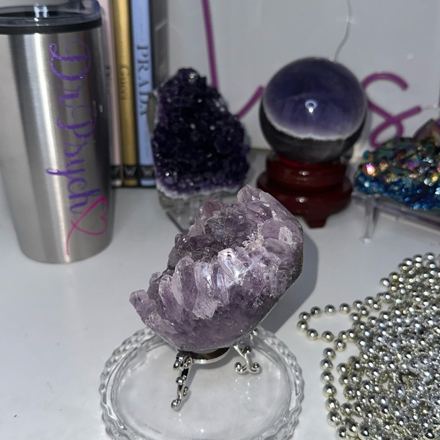 Amethyst Raw Freeform Egg Dinosaur  - DRUZYAMYEGG-001 89MM