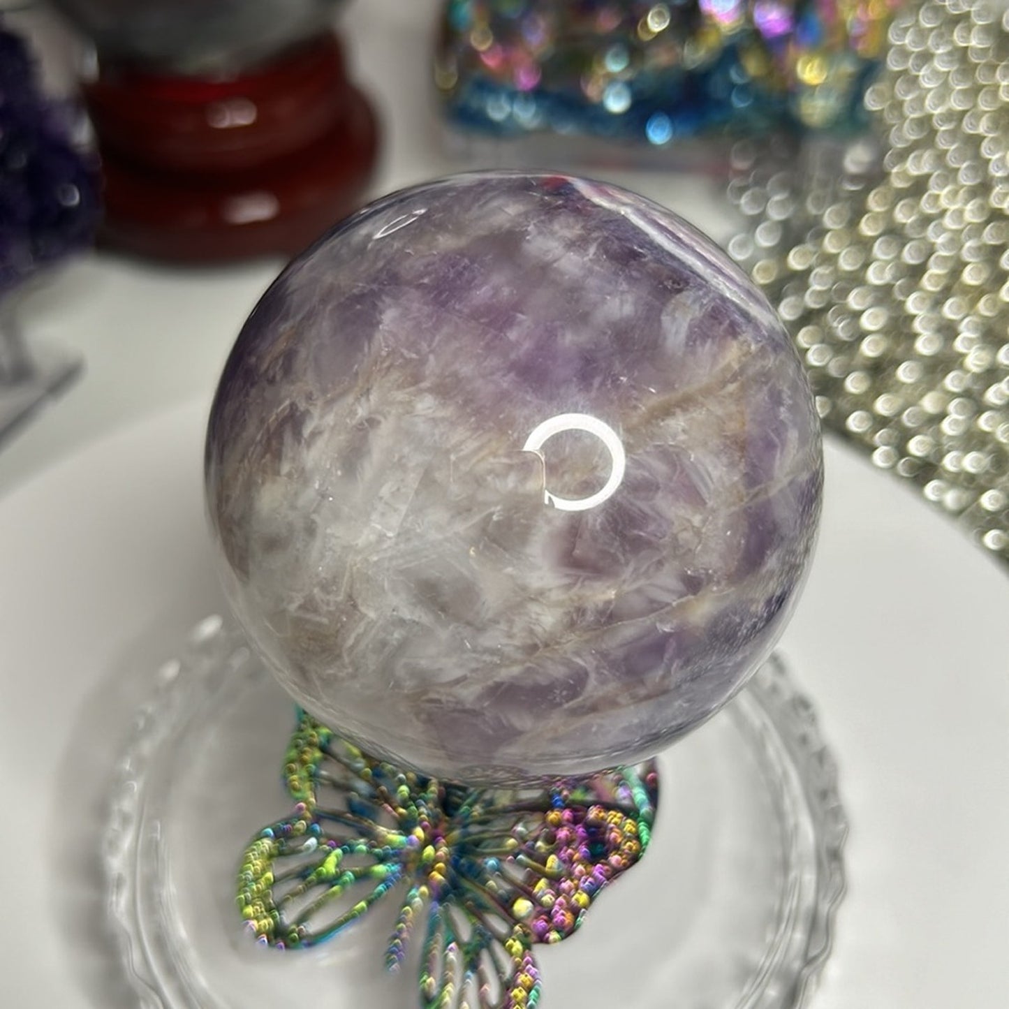 Dream Chevron Amethyst Sphere 71MM CHAMYSPH-001