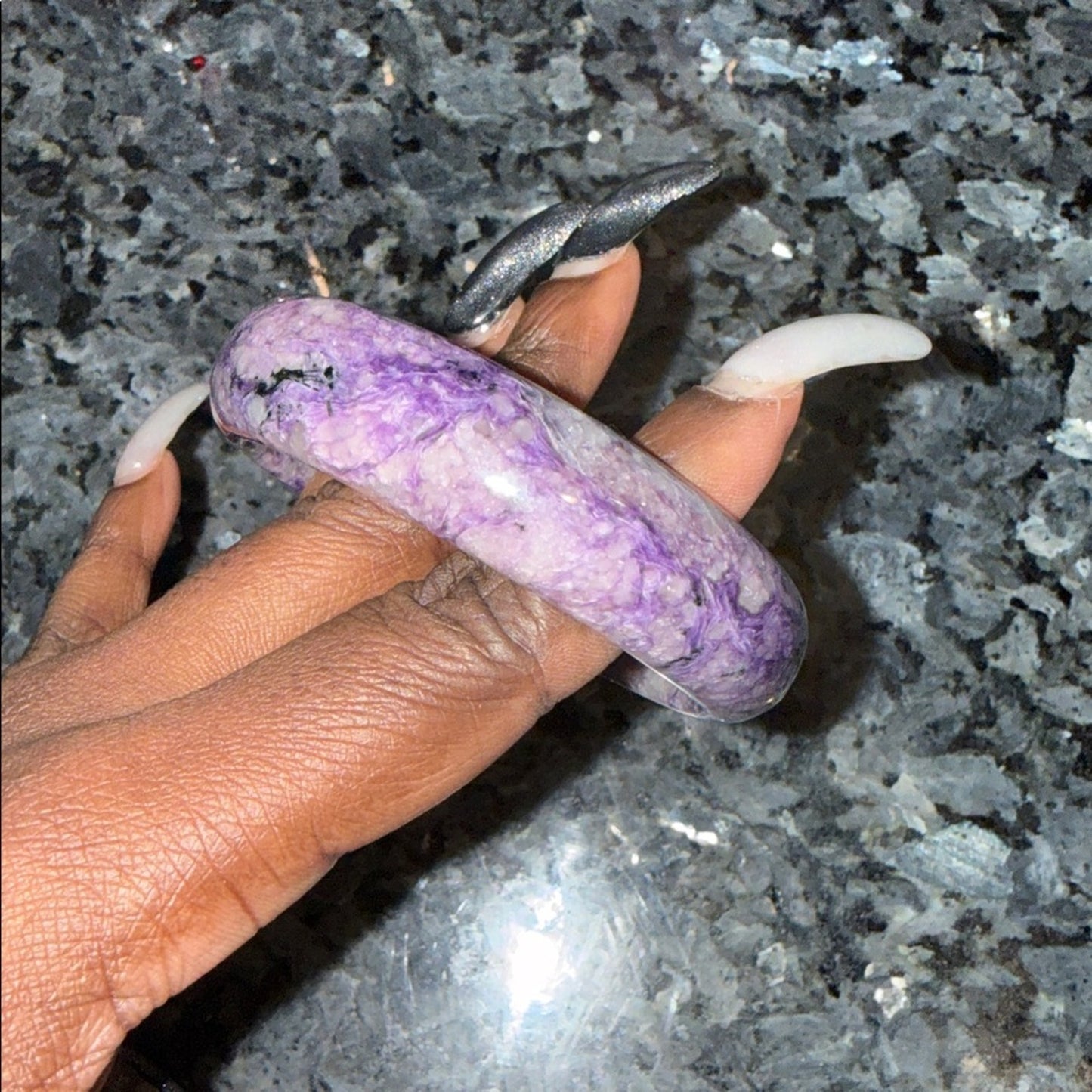 Charoite Bangle Bracelet #2 - 58.36MM (2.298”) Natural Stone