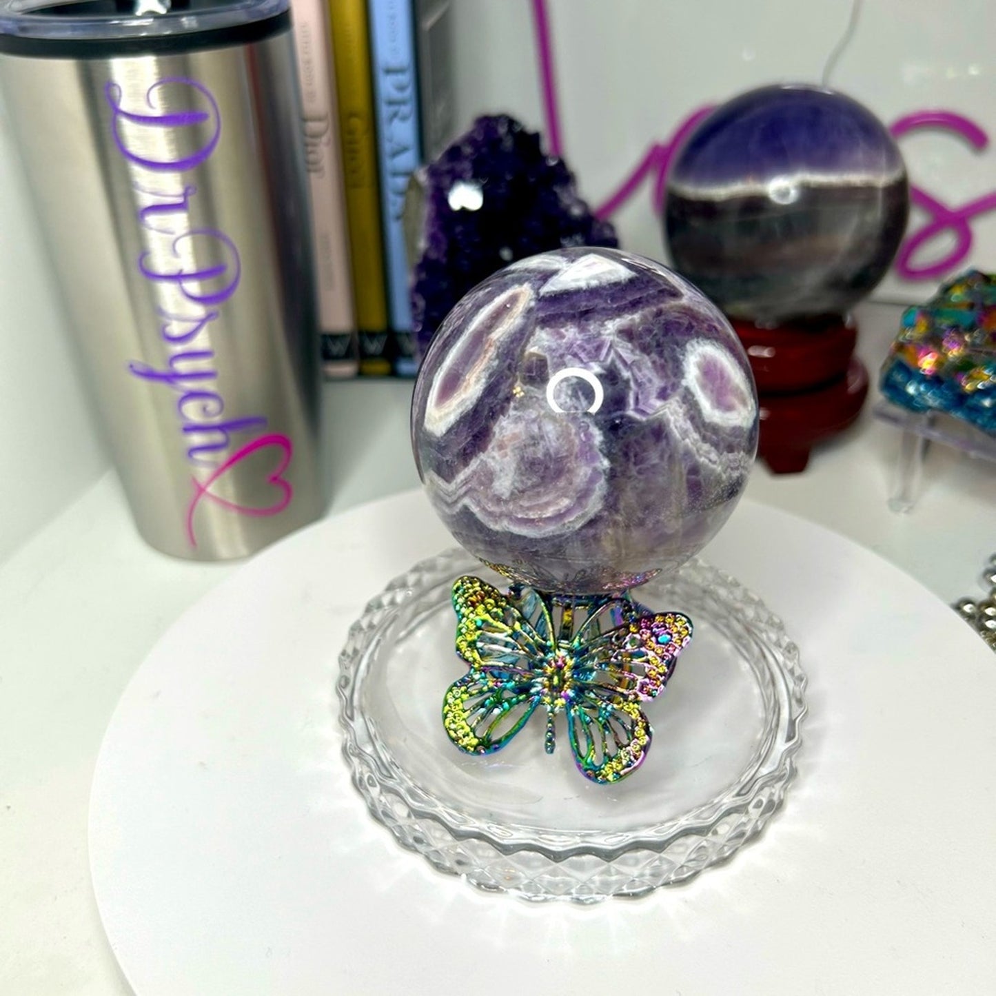 Dream Chevron Amethyst Sphere 71MM CHAMYSPH-001