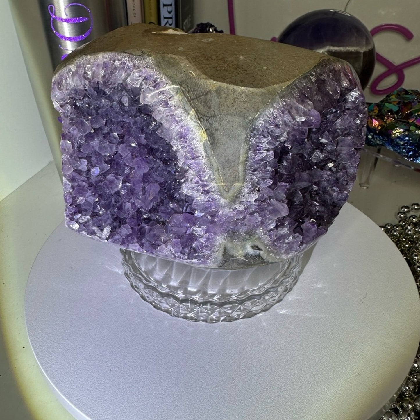 Amethyst Raw Freeform Goggles Sugar Points  - AMYGOGGLE-001 138MM