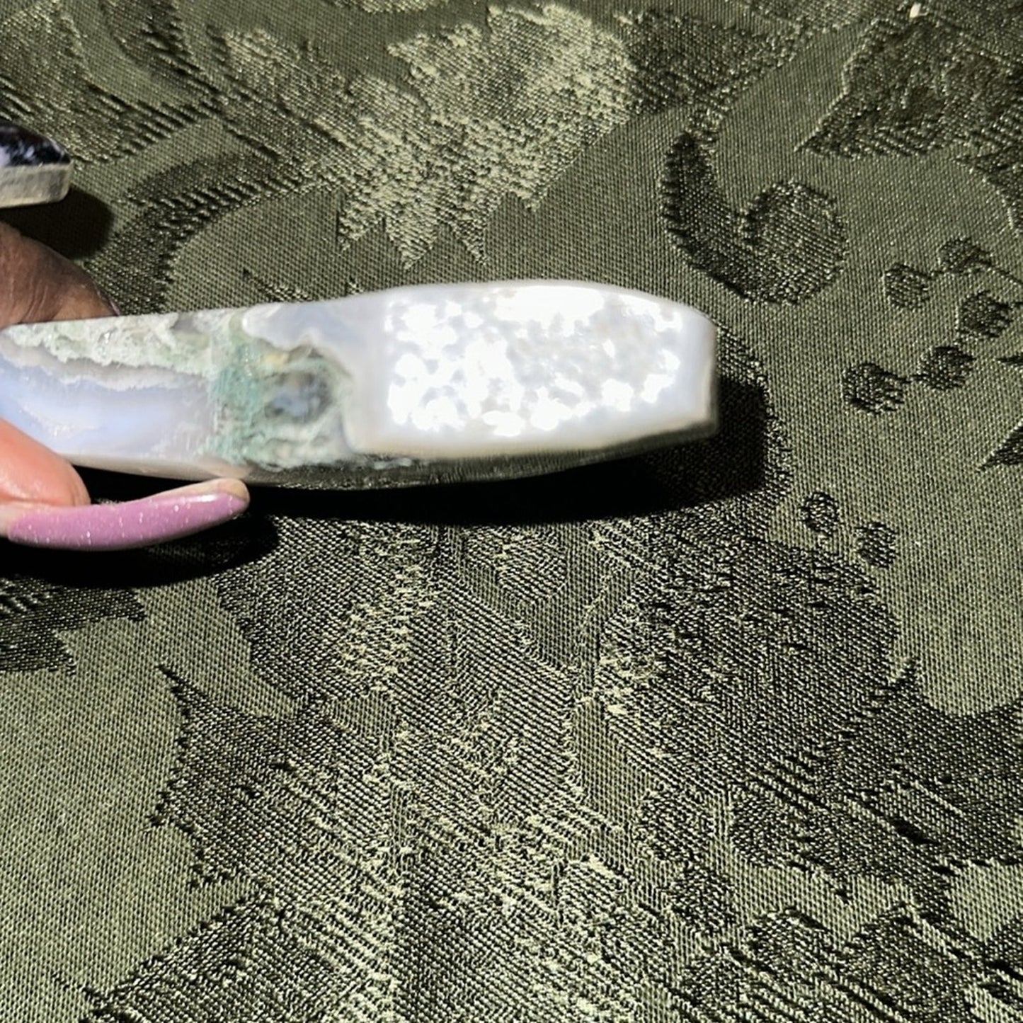 Moss Agate Crescent Moon- MAMOON - 004